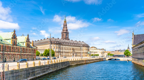 Christiansborg Palace. Building and tower on a sunny day. This building is one of  the most important sightseeing spots in Copenhagen, Denmark photo