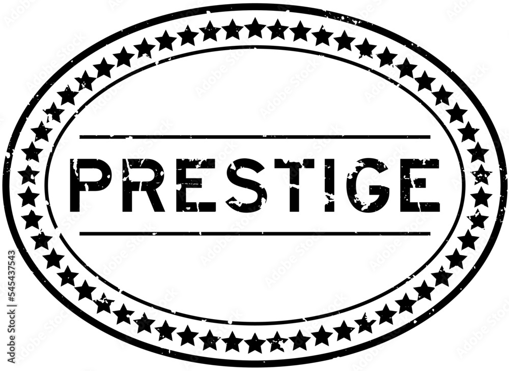 Grunge black prestige word oval rubber seal stamp on white background