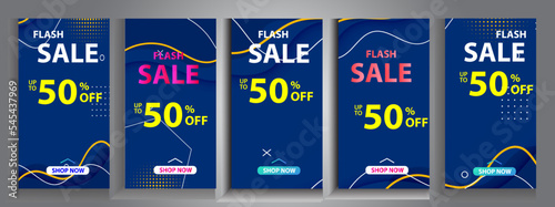 Bundle Kit Set of Social Media Story Sale Banners. Smartphone Templates Story editable free vector