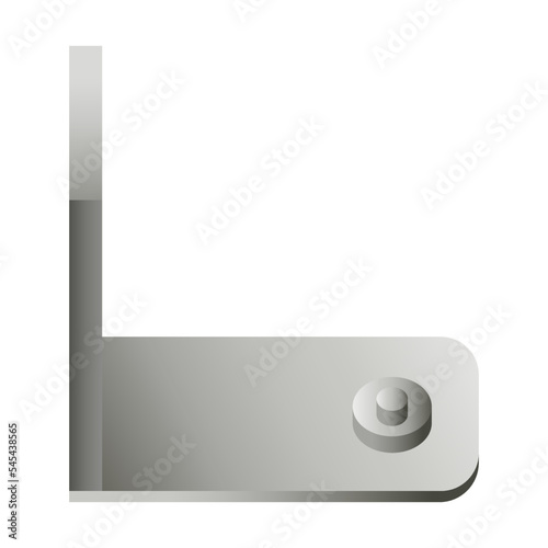 Metallic construction fixator in realistic style. Mounting angle. Vector illustration isolated on white background.