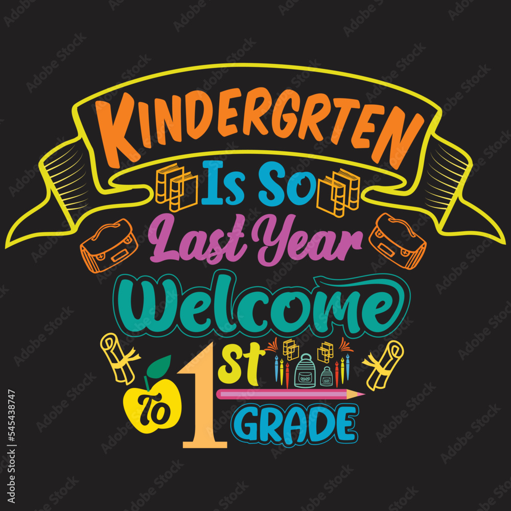 Fototapeta premium Welcome back to School t shirt design with School elements or Hand drawn back to School typography design