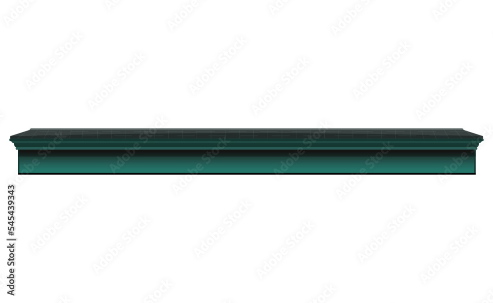 Obraz premium Low roof in realistic style. Architectural detail for the design buildings. Tile green roof.