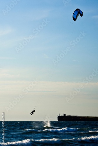 Kiteboarding on the sea