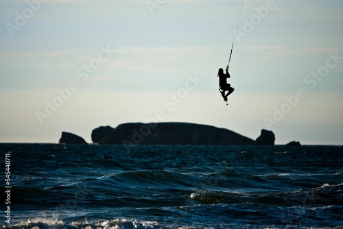 Kiteboarding on the sea