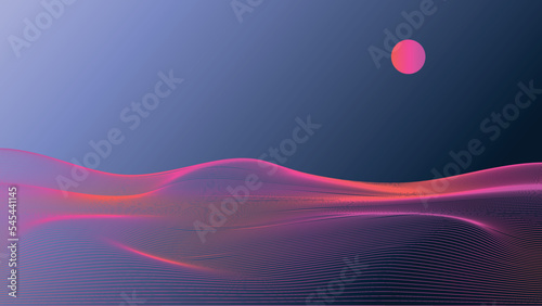 Wave Background design moon