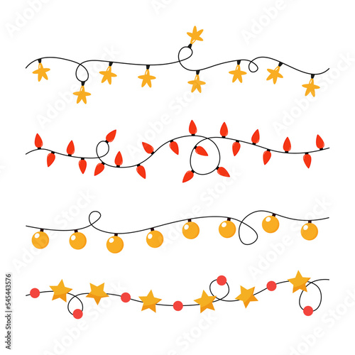 Christmas lights. Set of colorful garlands