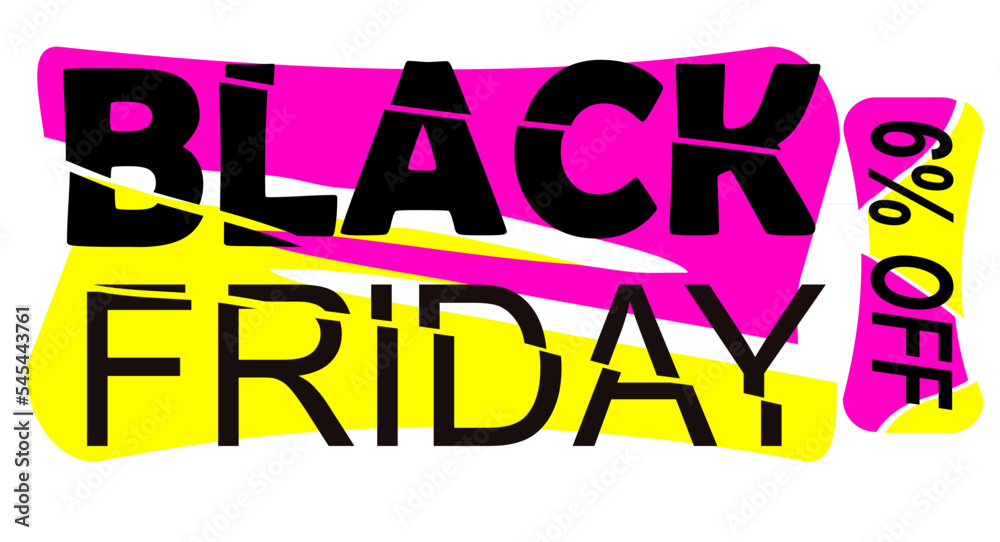 black friday promotion tag 6 percent off pink and black