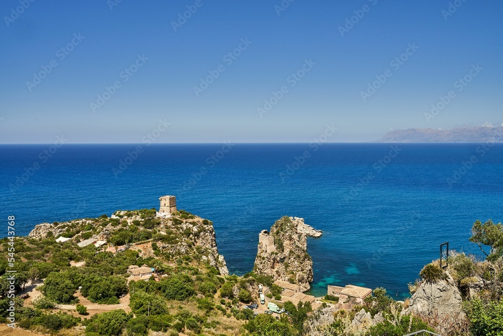 Beautiful view of the sea in Scopello, Sicily, Italy