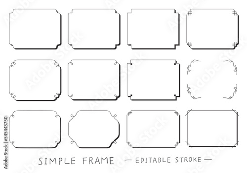 シンプルな線のフレームセット 影つき