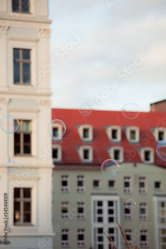 Seifenblasen auf dem Neumarkt in Dresden
