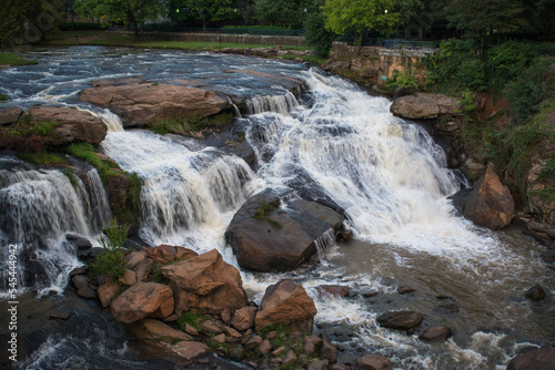 Waterfalls on the Reedy River in downtown Greenville, South Carolina photo