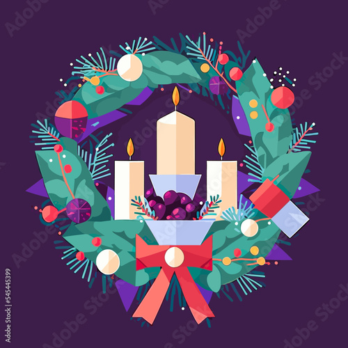 Colourful illustration of a Christmas advent wreath