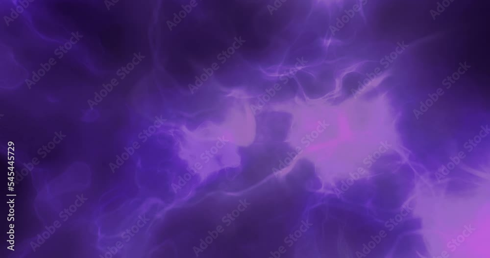 Animation of space flight around colorful violet nebula gas