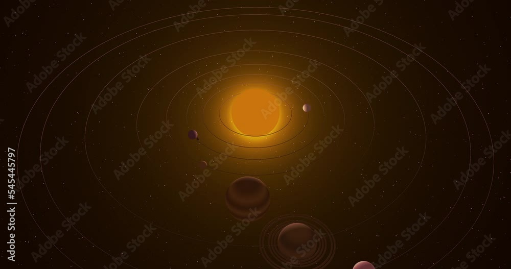 3D rendering of solar system with planets revolving around the Sun