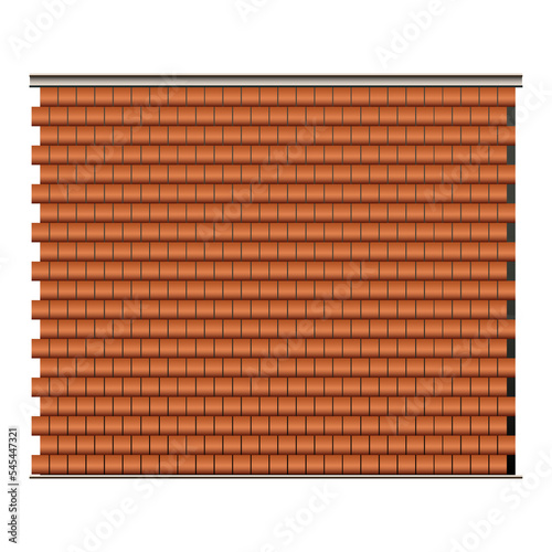 Red roof tiles, seamless in realistic style. Architectural detail for building design. Colorful PNG illustration.