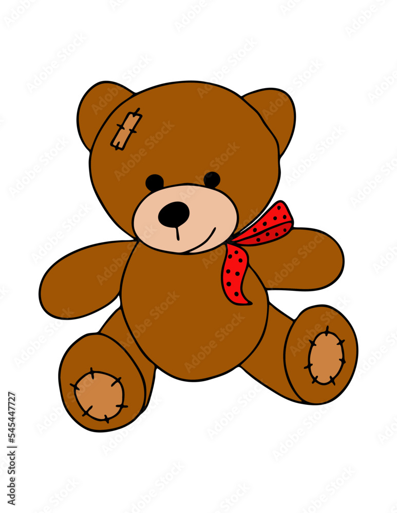 Fototapeta premium Teddy Bear. A vector illustration of a cute cartoon teddy bear