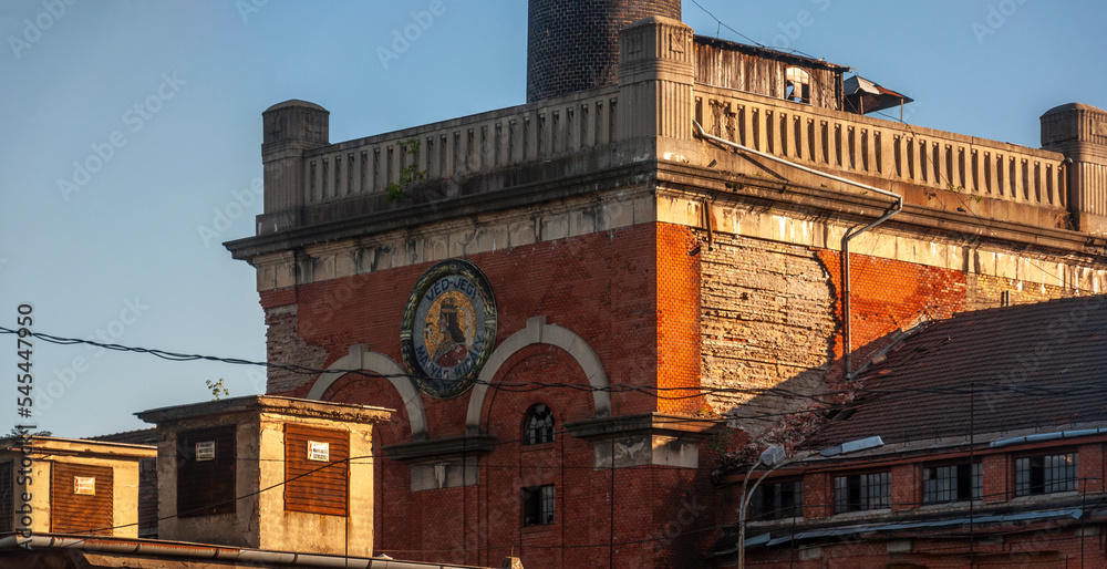 Naklejka premium Old abandoned historic brick brewery in Budapest, Hungary