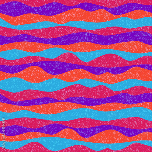 Curve multicolor wave stripes flow vector seamless pattern.