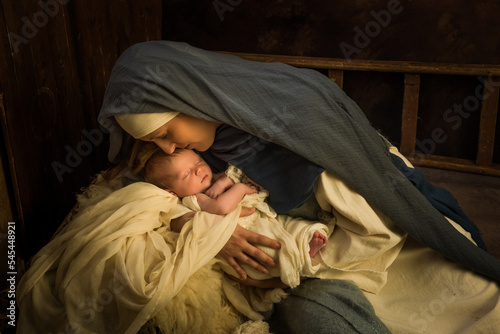Fotografie, Obraz Christmas nativity Mary with child