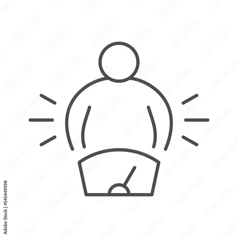Person with extra weight line icon Person with extra weight line icon