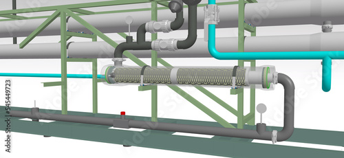 Sea water reverse osmosis 3D illustration rendering