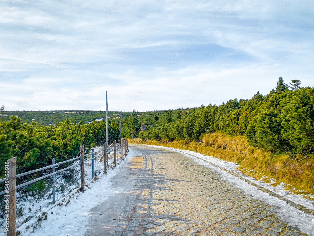 Fototapeta premium Mountain trail to Śnieżka in Karkonosze Mountains Poland
