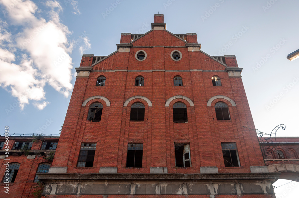 Old abandoned historic brick brewery in Budapest, Hungary