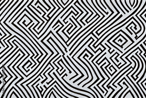 black and white seamless maze pattern