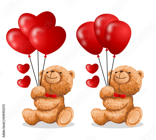 hand-drawn bear oy holding the red balloons