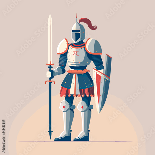 Colourful illustration of the knight in his armour
