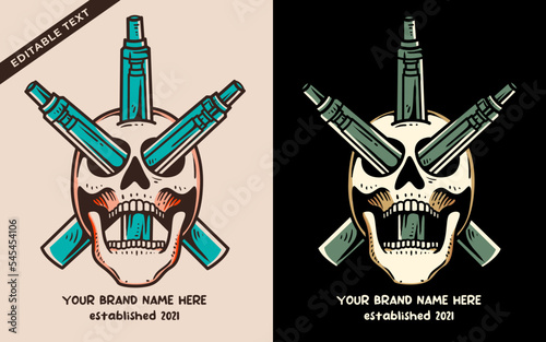skull head with e-cigarette from the eyes