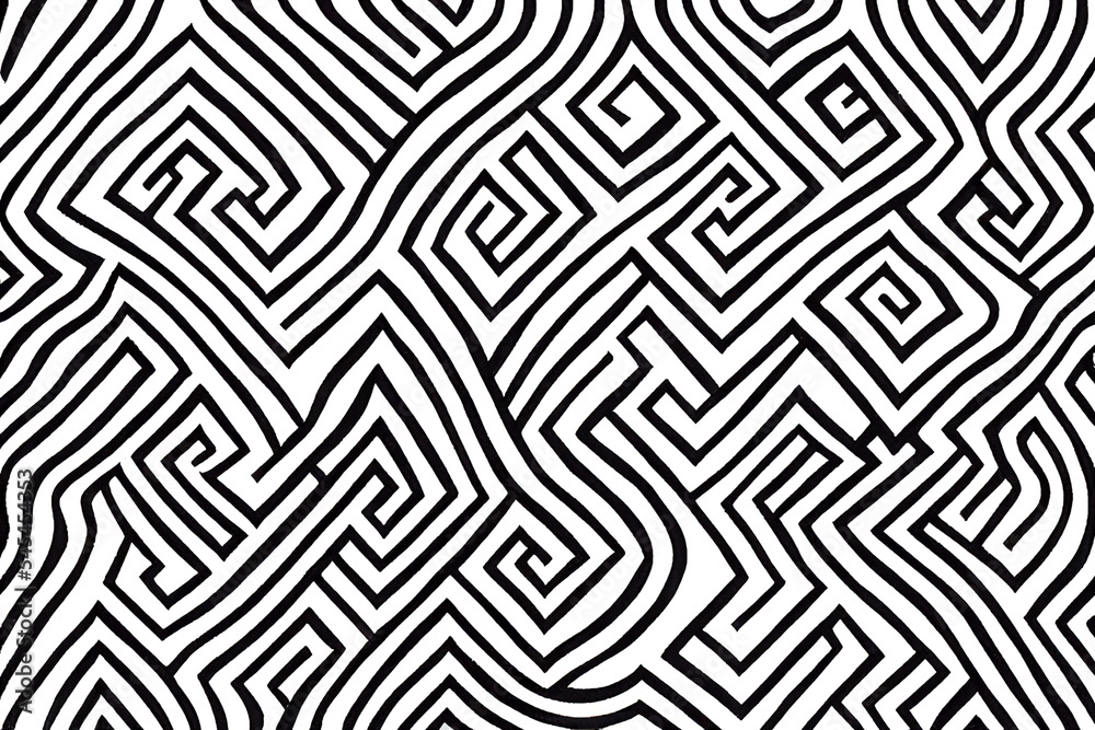 black stripes curvy maze cutout transparent background