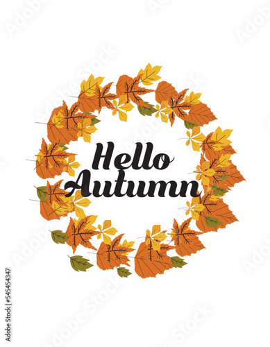 Autumn pattern setn Hand drawn hello september lettering