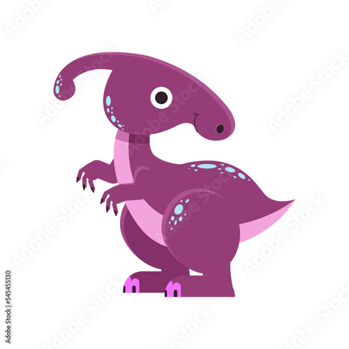 Vector flat illustration. Dinosaur cartoon. Cute illustration for kids. Design element.