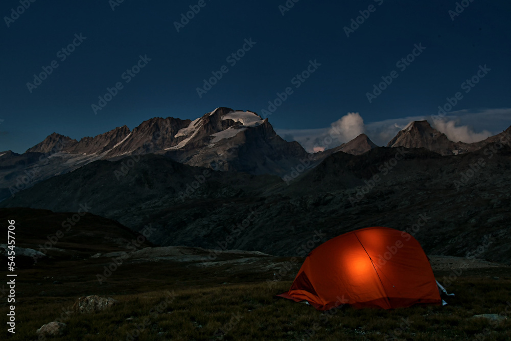 Evening view of the Gran Paradiso, taken from the Tre Becchi lakes
