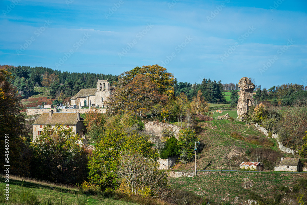the french village of arzenc d'apcher , lozere  , france , landscape.