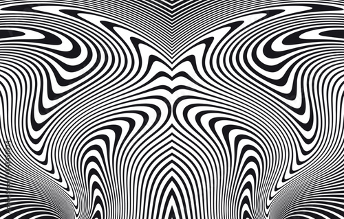 Wave design black and white. Digital image with a psychedelic stripes. Argent base for website  print  basis for banners  wallpapers  business cards  brochure  banner