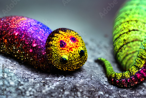 Foto Digital Illustration Fantasy Colourful Caterpillars