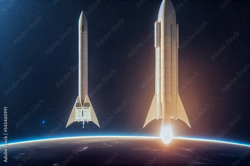 Space rocket launch. Beautiful Illustration generated by ai, is not based on any specific real image
