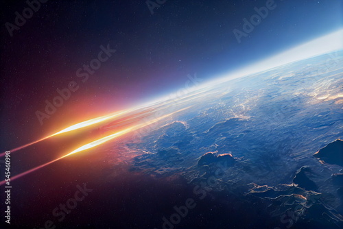 Space rocket launch. Beautiful Illustration generated by ai, is not based on any specific real image © CreativeImage