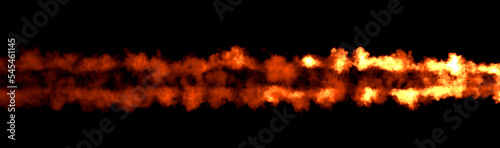 two blazing fire lines on black, isolated - object 3D illustration