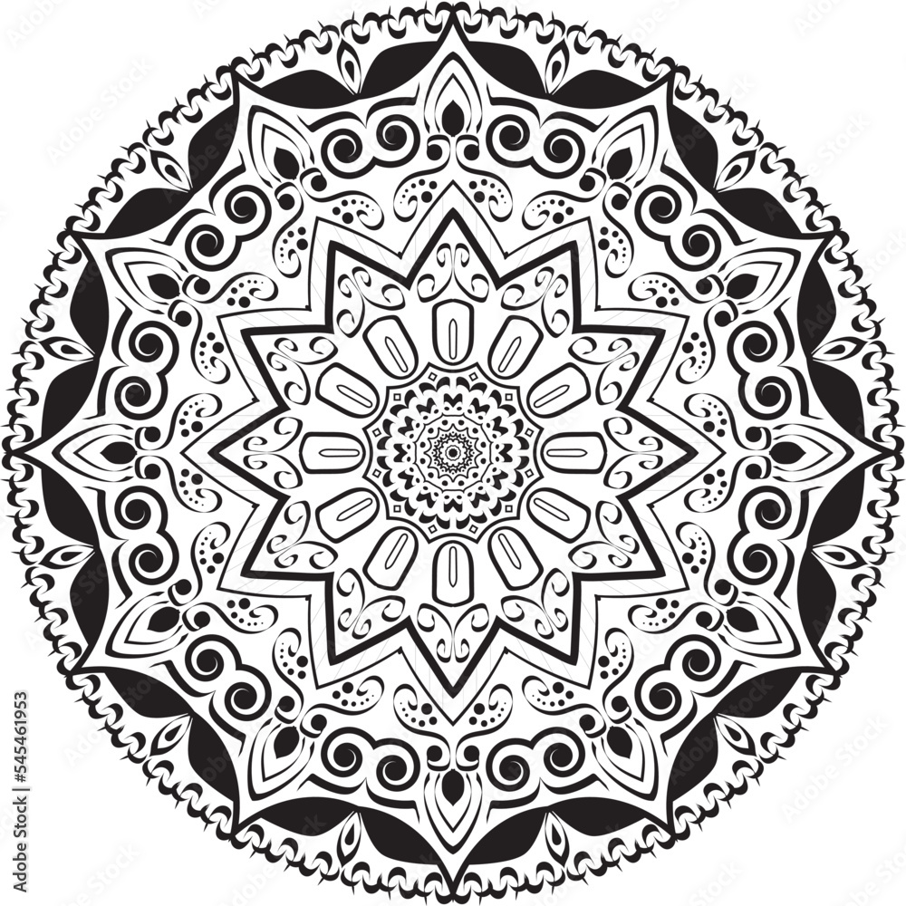 Mandala flower adult coloring page.Out line mandala