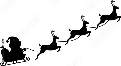 Santa's sleigh with reindeer flying, Santa's sleigh, reindeer flying, 