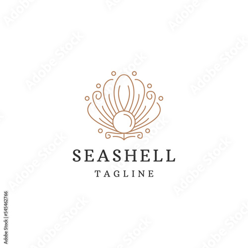 Luxury seashell with line art style logo icon design template flat vector