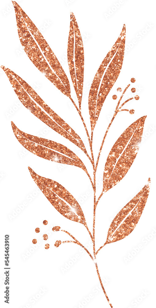 Rose Gold Glitter Leaf Rose Gold Glitter Leaf