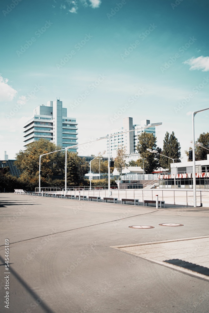Fototapeta premium Vertical of a street displaying old architectural buildings in Berlin, Germany