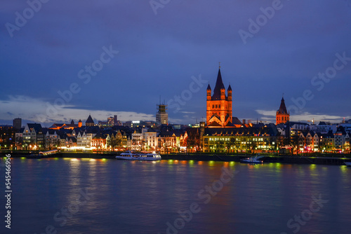 Gorgeous night view щи Cologne embankment with