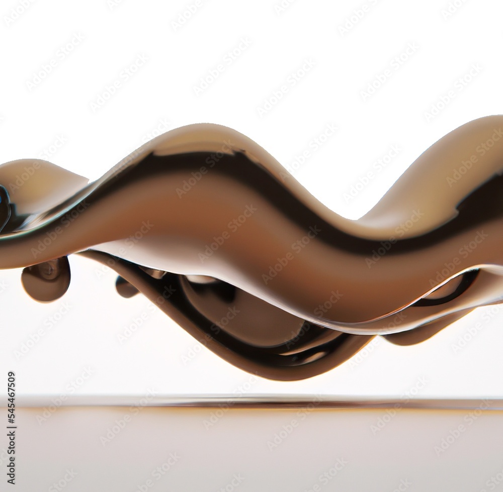 Obraz premium liquid, fluid, hovering chocolate flow, white background, 3d render illustration