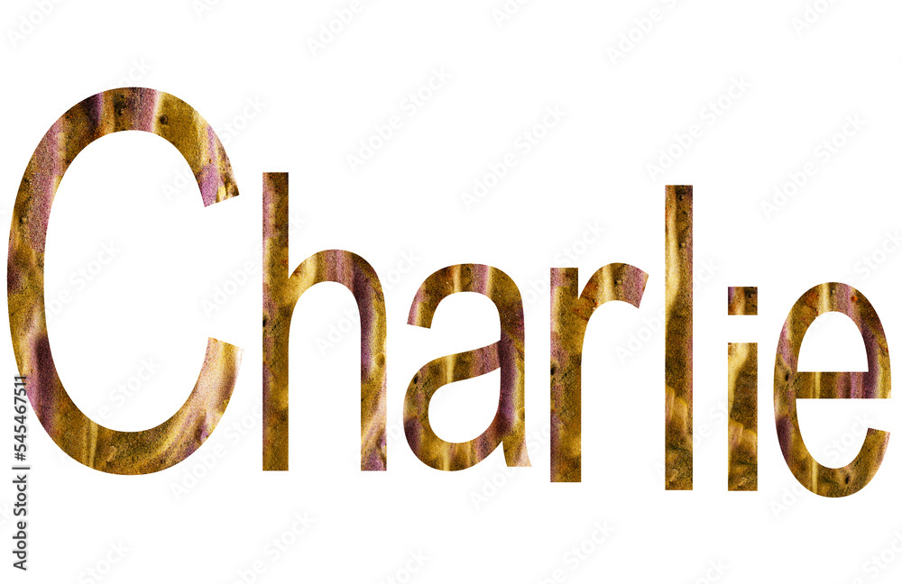 Name Charlie in english surrounded by white background Name Charlie in english surrounded by white background