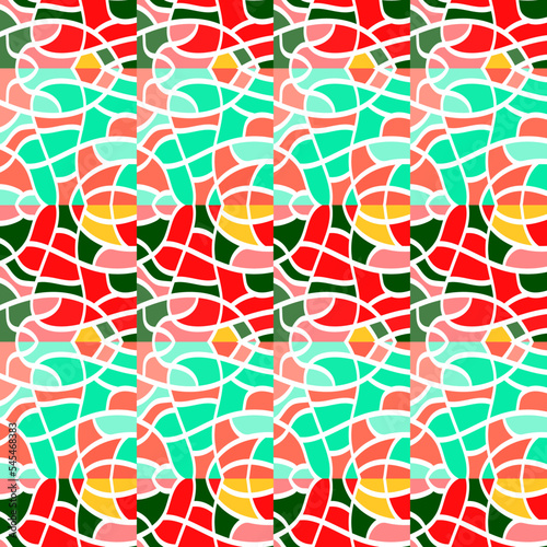 Creativef linear mosaic seamless pattern. Abstract line endless wallpaper. Vintage geometric tile ornament. photo